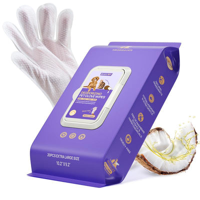 Pawse USA® Plant-Based Pet Bathing Glove Wipes (20 pcs)